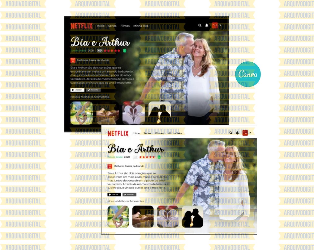 Modelo Quadro Da Netflix Casal Com Fotos Personalizado Editável ArquivoDigital