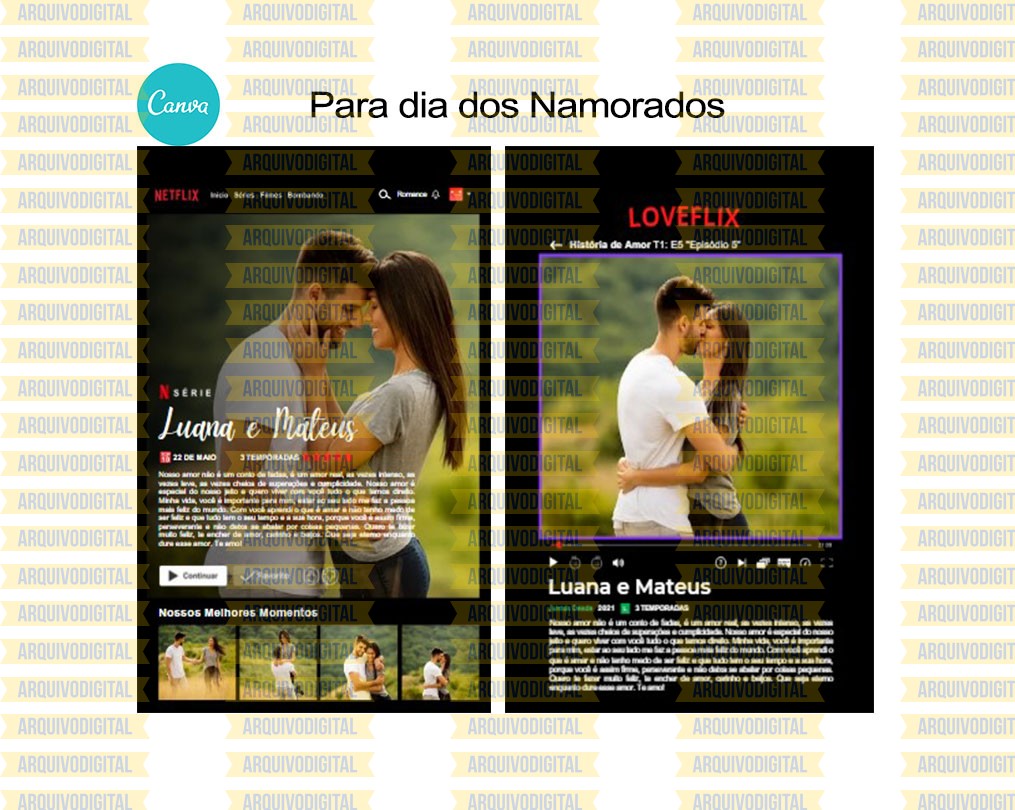 Modelo Quadro Da Netflix Casal Com Fotos Personalizado Editável 3 ArquivoDigital