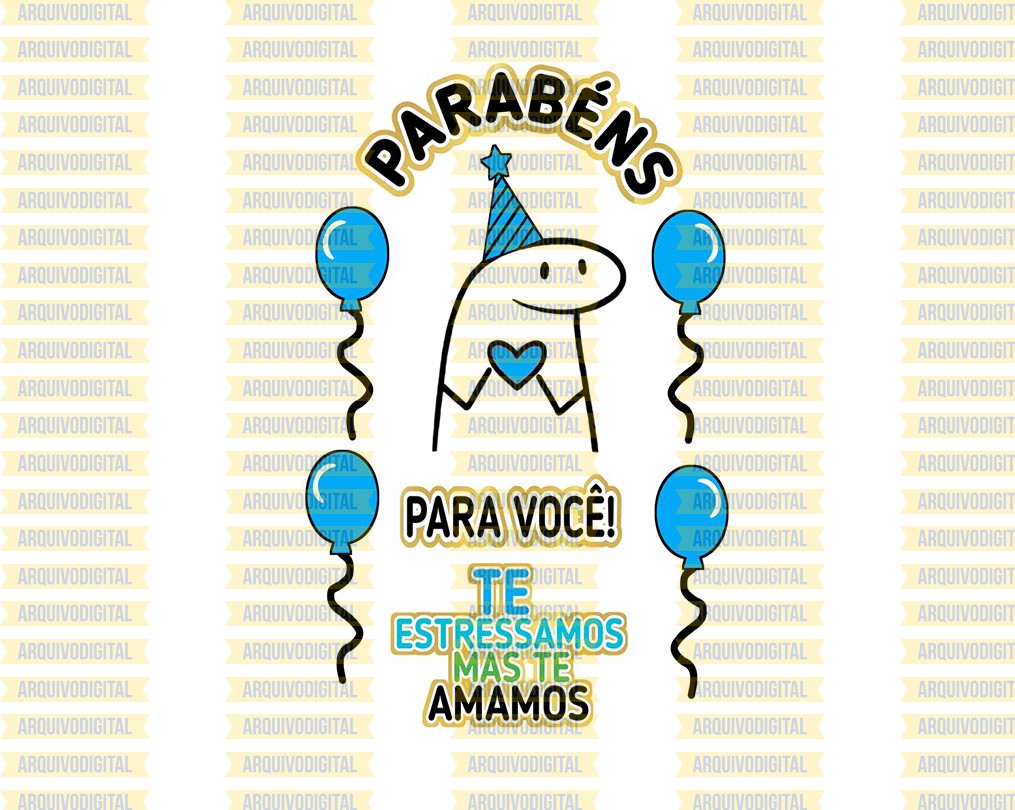 Topo De Bolo Flork Parabéns Pra Você ArquivoDigital