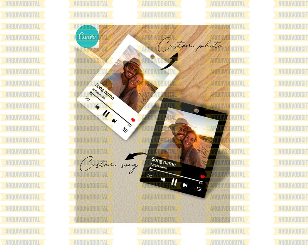 Polaroid Do Spotify Editável Canva ArquivoDigital