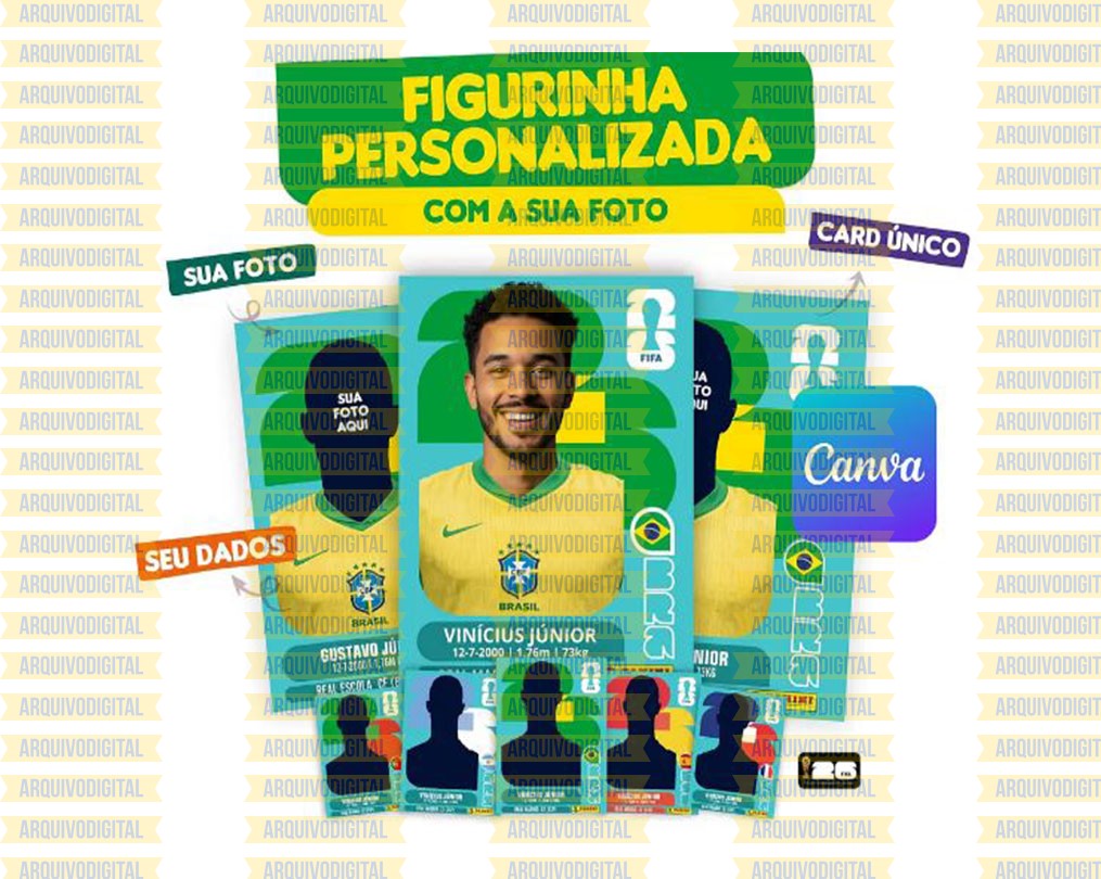Copa Do Mundo Figurinhas Personalizáveis (Brasil) | Editável No Canva ArquivoDigital