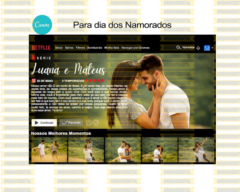 Modelo Quadro Da Netflix Casal Com Fotos Personalizado Editável 2 ArquivoDigital