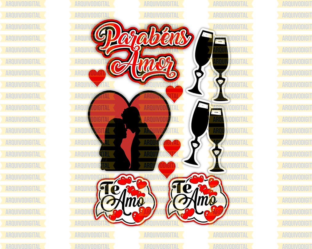 Topo De Bolo Parabéns Meu Amor 2 ArquivoDigital